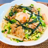 ★簡単ランチ★温泉卵＆納豆の冷かけうどん